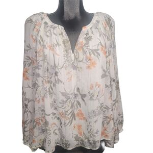 My Danielle Cream Boho Chic Peasant Blouse In A Floral Print XL